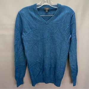 100% Italian cashmere J.Crew knit v neck sweater blue XS